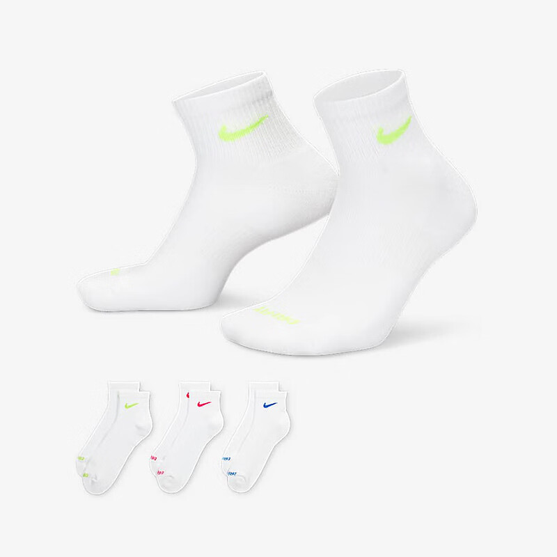耐克（NIKE）男袜女袜25夏休闲训练中筒运动袜子3双装 SX6890-938 S