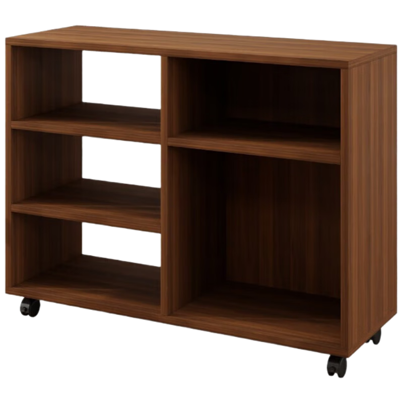 时黛家居移动茶几沙发边柜客厅边几360度旋转家用小推车复古胡桃色