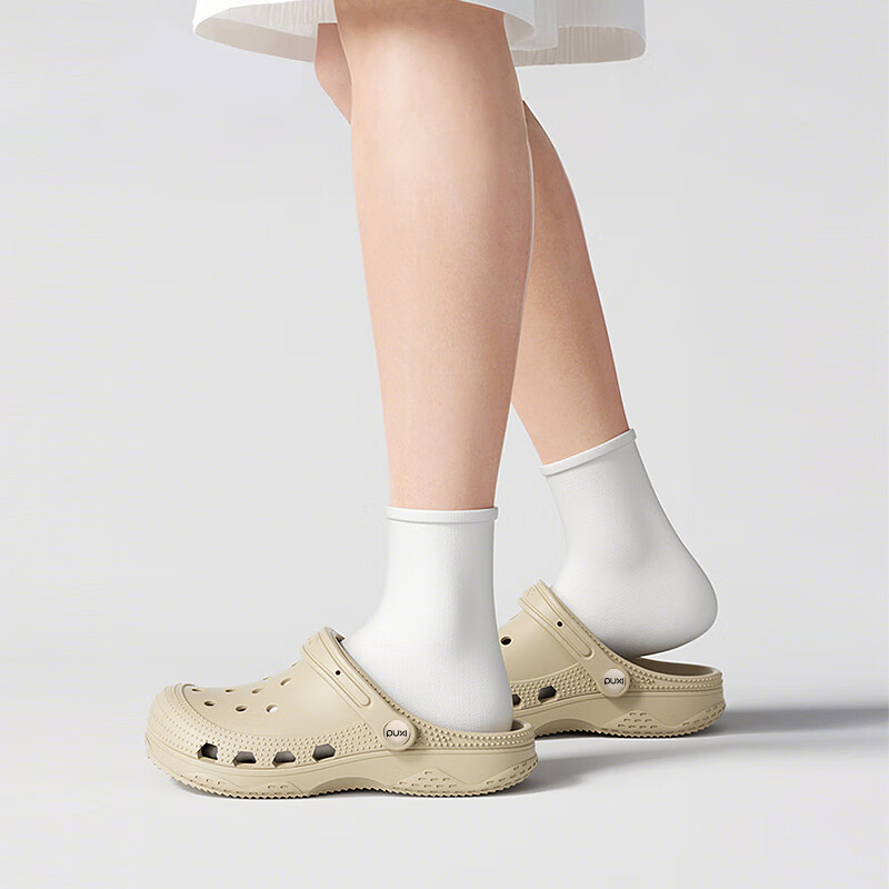 朴西嘉遇情侣软底洞洞鞋女士外穿夏季沙滩鞋eva防滑踩屎感凉鞋 奶杏色 37-38