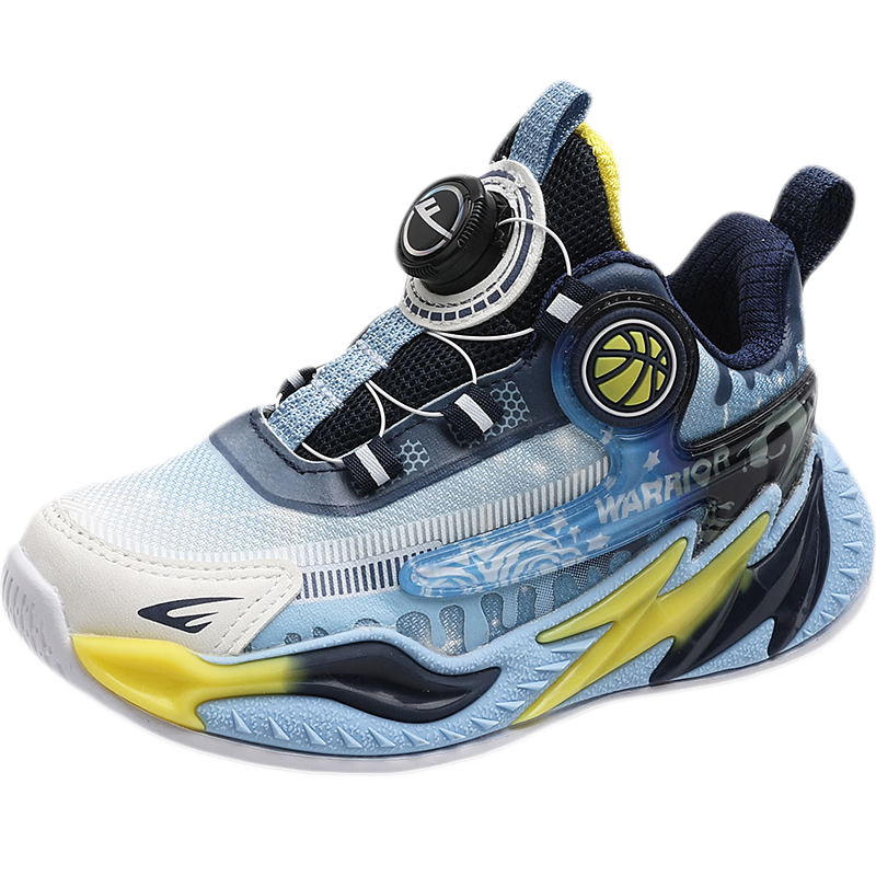 回力（Warrior）校园儿童篮球鞋中大童旋钮扣跑步鞋 WZ-B778T 浅蓝米 32