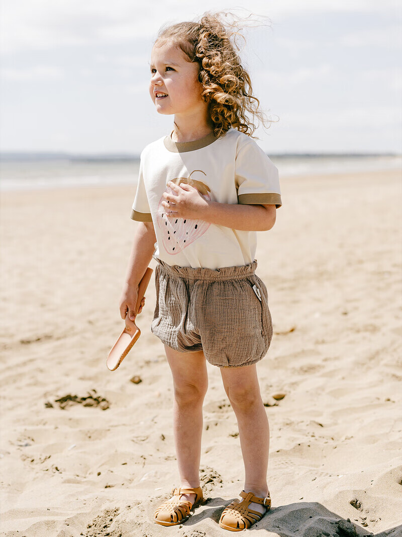LELE JOVElelejove北欧风儿童短裤透气幼纱男女宝夏季短裤基础百搭大PP短裤 橄榄绿 80 cm