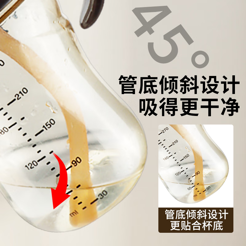咪小兔适配世喜奶瓶配件直饮吸管奶嘴杯盖鸭嘴保温杯重力球四喜水杯头 【45°斜管】空心直饮水杯盖-米白色