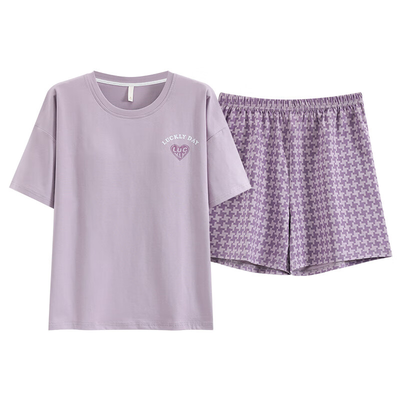 【优选直发】睡衣女夏季带胸垫2025年新款夏天圆领短袖短裤套头家 Z1339 M