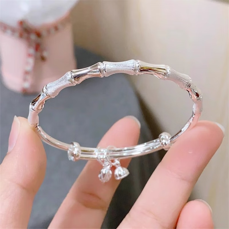 胖东来竹节银手镯女纯银9999足银镯子年轻款实心手环送女友闺蜜礼 30克 节节高升+两世欢 京东折扣/优惠券