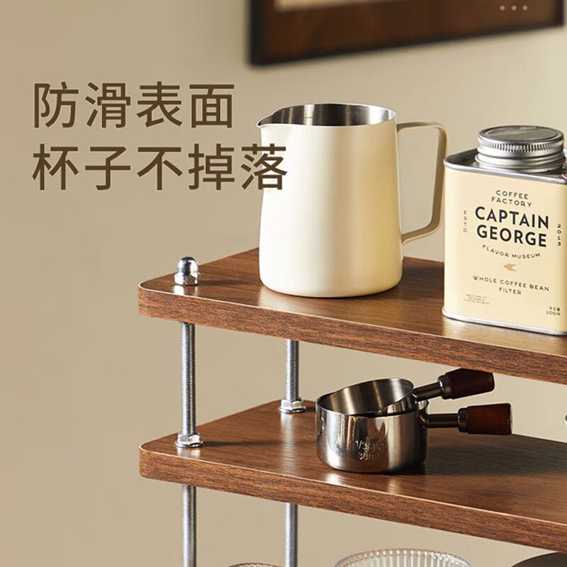 溥畔置物架咖啡架升降茶几床头柜家用厨房夹缝架床边几出租房客厅书架 宽12cm长30cm高 30cm 三层置物架(层高随意调节)