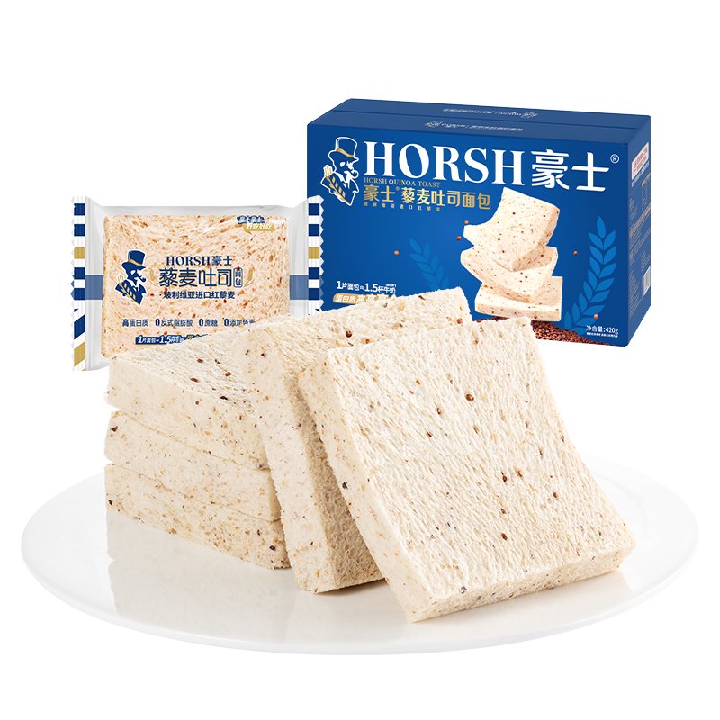 豪士藜麥吐司面包無(wú)蔗糖手撕面包420g整箱早餐代餐飽腹粗糧食品 豪士藜麥吐司420g*1箱