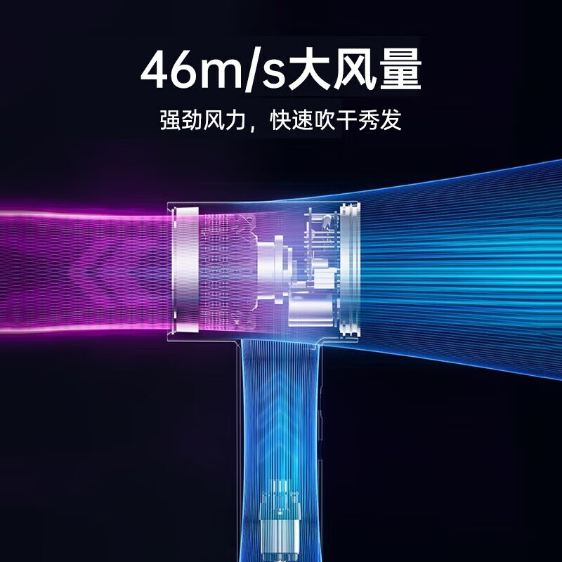 森系同款吹风机华强北高速无叶电吹风负离子护发静音吹风筒大功率家用理发店酒店礼物 经典玫红色-45亿水润负离子护发丨两件套