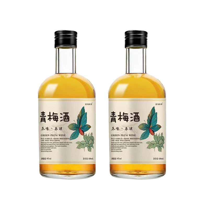 蒙戈拉苏青梅原味青梅酒9度330ml微醺果酒伴手礼朋友聚会女士酒 9度春熏*2瓶