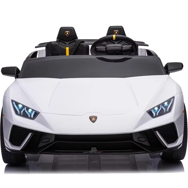 小童鞋【升級24V動力】蘭博基尼雙人座兒童電動車四輪汽車可遙控玩具車 拋光白色 頂配四驅(qū)24V+輕音電機(jī)+軟胎