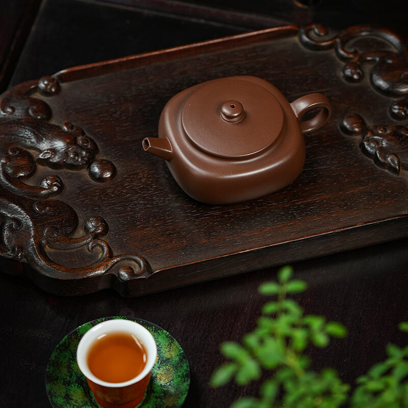 紫来顺宜兴名家精品手制周盘壶原矿紫泥紫砂壶正品高档送领导茶壶礼物 【方圆之间】紫泥周盘壶 180ml