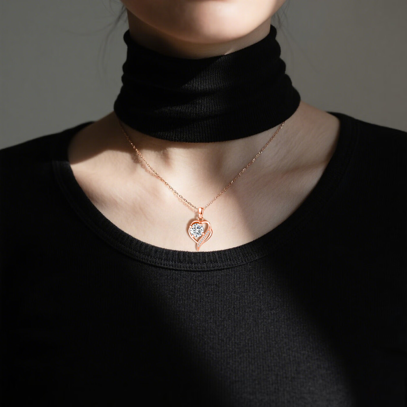 oivsy纯银项链真钻女款女士女生999足纯银轻奢小众吊坠女友生日礼物 三生有幸吊坠项链【白钻玫瑰金】 礼盒套装+质检证书【925纯银】