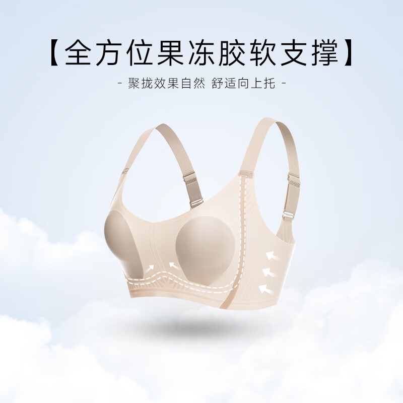 chunnian2025新款无痕内衣女大胸显小兔耳朵杯防走光薄款果冻条提拉文胸罩 RX-大U兔耳杯852-香槟 2XL