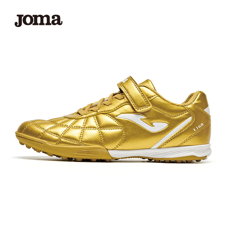 JOMA2025新款魔术贴儿童足球鞋TF碎钉青少年小学生专业比赛训练运动鞋 赤金 34 (210mm)