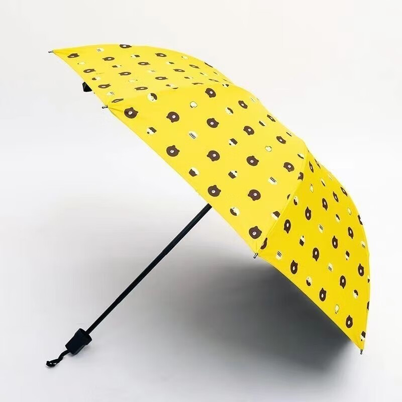 天玮伞业（Tianwei umbrella）新款小熊手开晴雨两用黑胶防晒雨伞女加固 小熊伞-基础款黄色