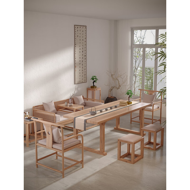 歌减2025新款新中式实木罗汉床多功能沙发床禅意茶室简约美人榻小户型 200*80*70(含炕几+坐垫靠枕)