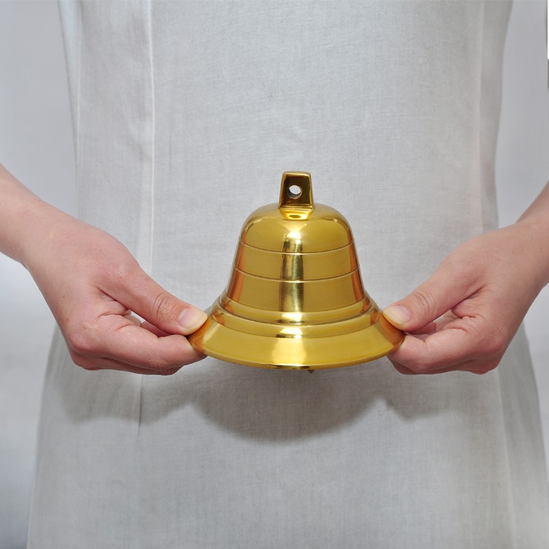 黄铜铃铛铜钟室内寺庙平安风铃挂件挂钟摆件小大号喇叭口古钟 5寸铜钟