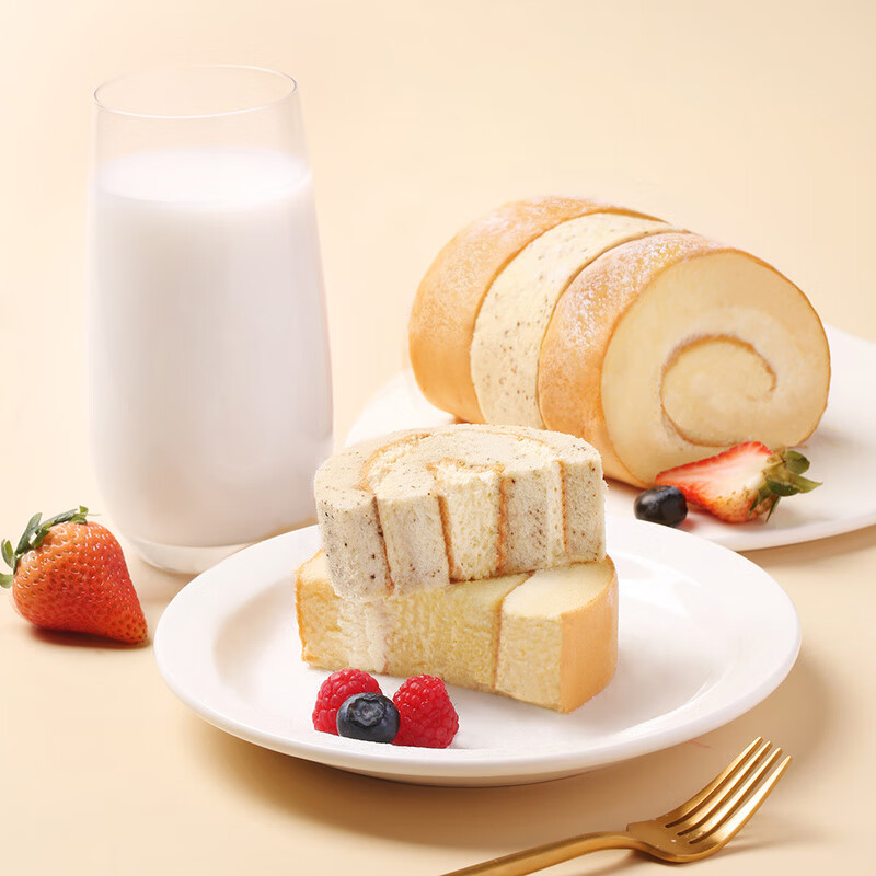 贝优谷动物奶油瑞士卷面包卷甜品糕点蛋糕卷营养早餐代餐零食点心食品 【原味5+红茶4+樱花3+奇异果4】 60g 16枚