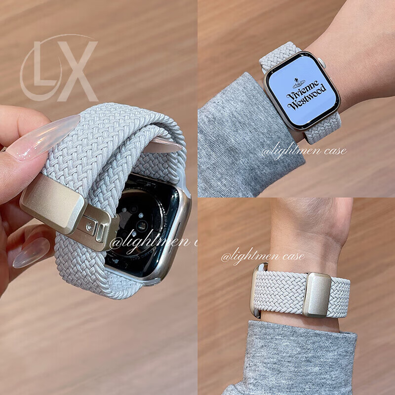 适用苹果iwatch9手表S10表带applewatchS11表带尼龙编织789磁吸SE 新星光红点星光 适用ultra1/2/3 49mm