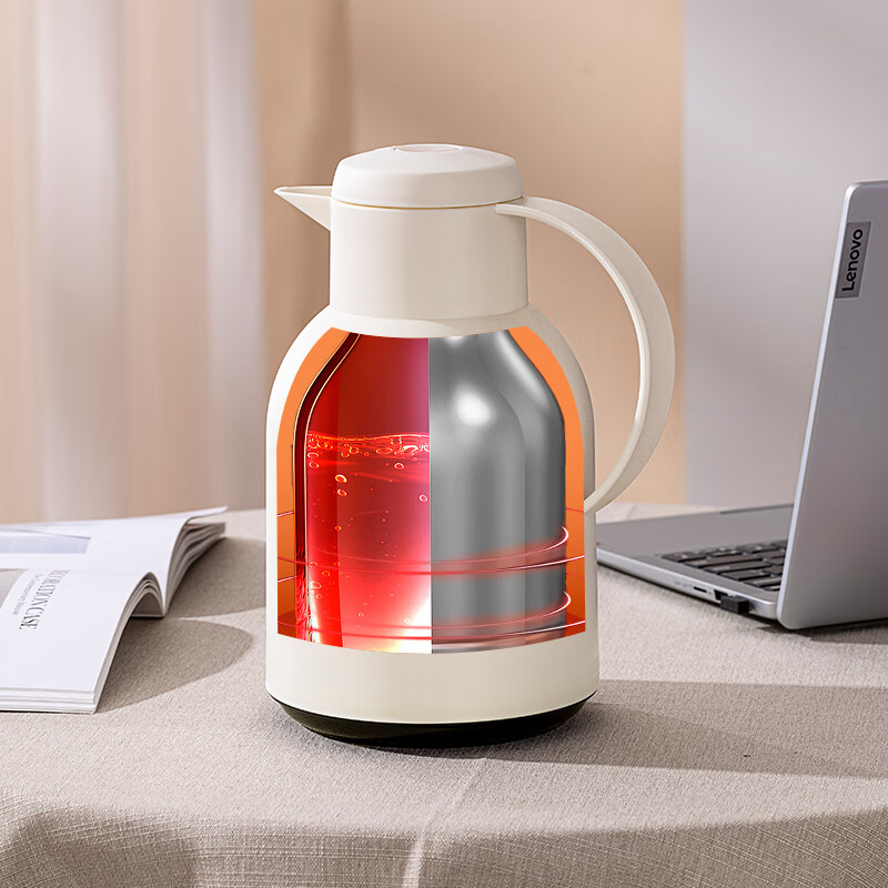乐唯诗保温壶家用2025新款热水壶大容量水壶开水瓶宿舍热水瓶暖水壶 如意保温壶【按压款】米白色1L