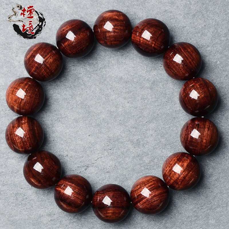 檀境海南黃花梨手串水波紋16mm男士佛珠 紫油梨老料降香黃檀文玩飾品 【孤品J8559】一物一拍水波紋 16mm*14顆海南黃花梨紫油梨