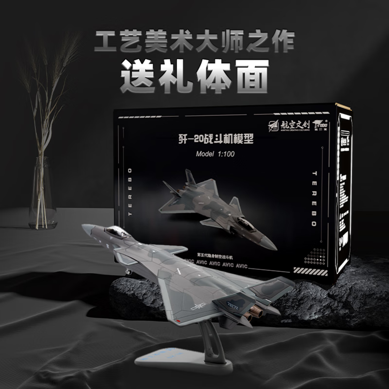 terebo特尔博歼20战斗机模型中航工业正品仿真合金飞机模型航展纪念1