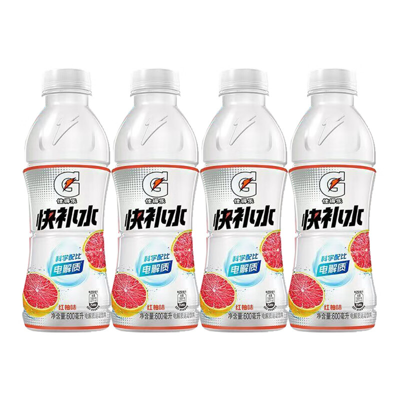 百事可乐百事佳得乐青柠味红柚味补充水分电解质能量600ml*4瓶运动饮料 (佳得乐红柚味)600ML*4瓶