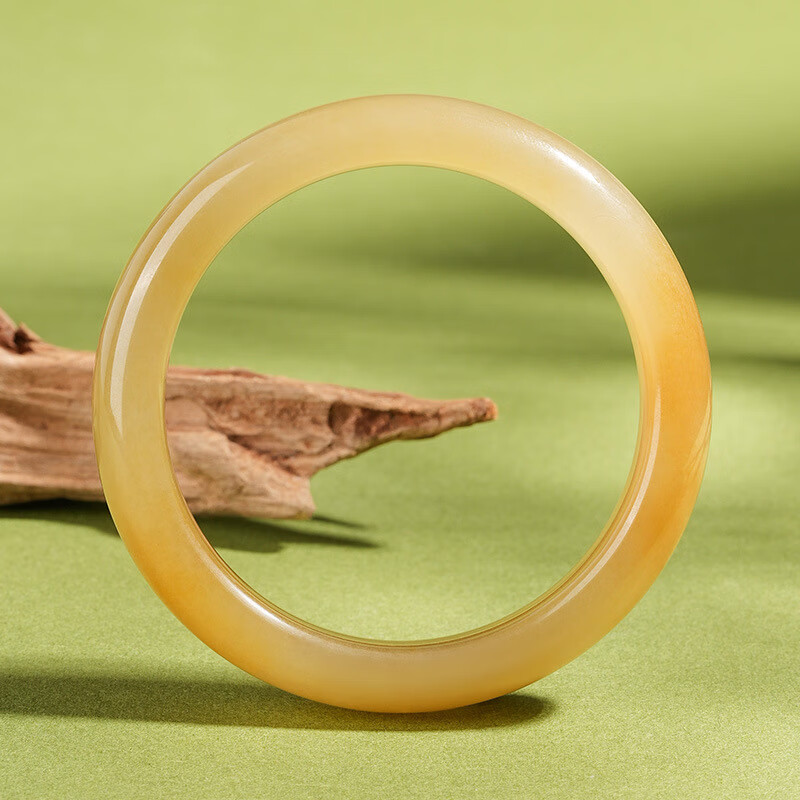 DOMAIWINS 礼物520翡翠平替款黄龙玉手镯玉镯一口糖黄翡玉石镯子女款 黄龙玉手镯玉镯 圈口64mm送传承包装+鉴定证书