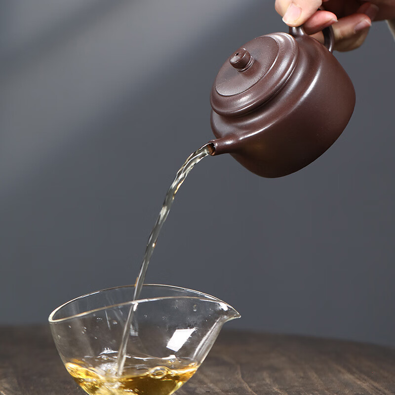 紫砂壶手工茶壶泡茶器养生壶紫砂壶泡茶壶茶具 紫泥德钟 210ml