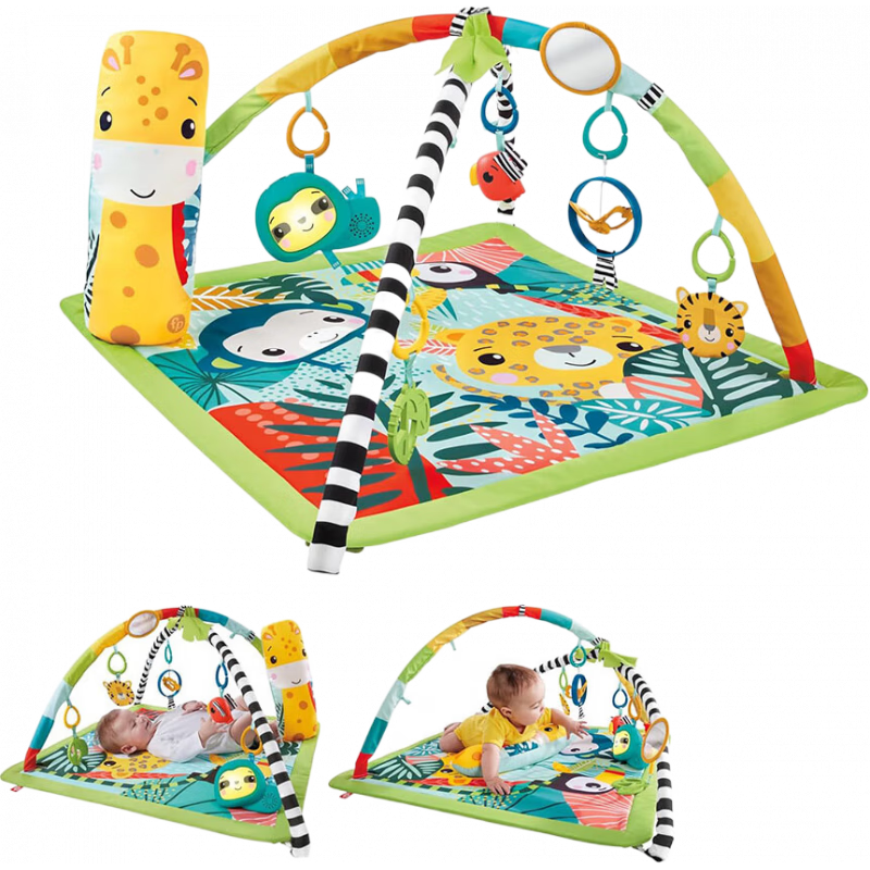 費(fèi)雪（Fisher-Price） 3合1游戲墊 帶音樂/燈光/掛件 2種游戲6種玩具 適合新生兒 HJW08 適合新生兒