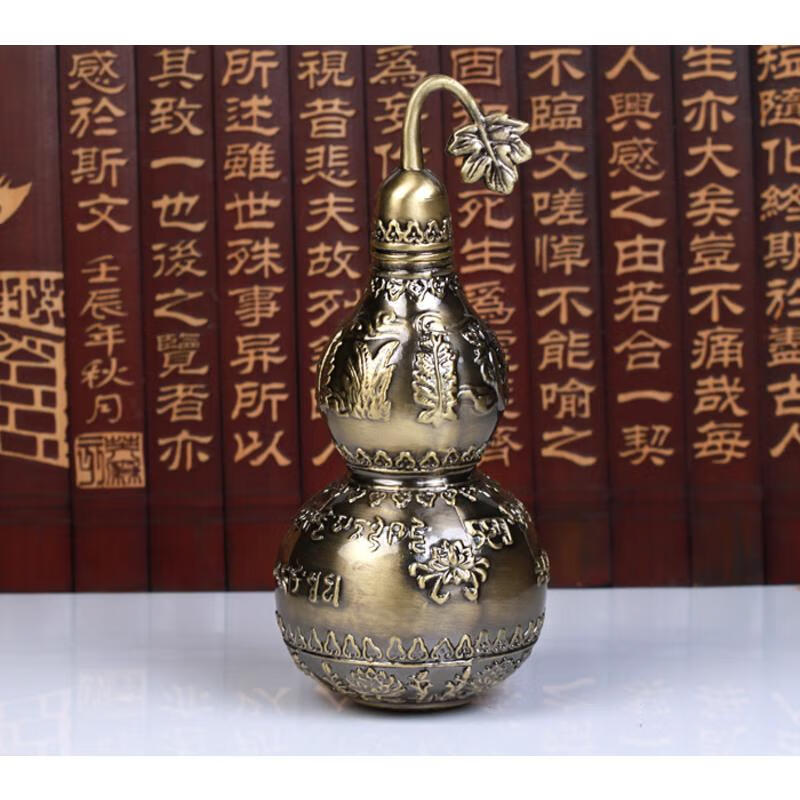慈灵阁 铜制百草明咒葫芦六字大明咒铜葫芦摆件葫芦福禄进宝吉祥物