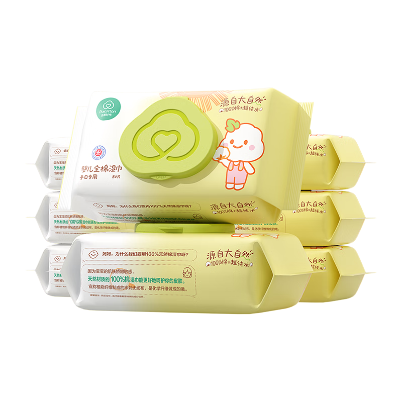 ���ڲ�����Purcotton/ȫ��ʱ�� 100%���ֿ�ר�� Ӥ��ʪ�� 80�� 8�� 123.3Ԫ