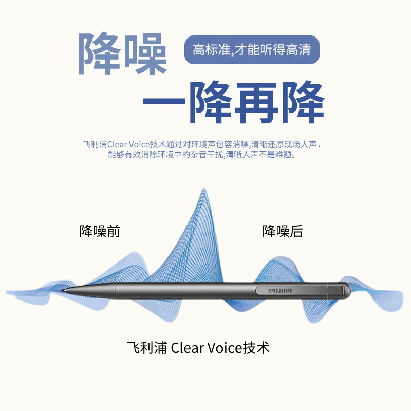 飞利浦录音笔高清降噪随身携带一键录音神器学生上课免费语音转文字VTR5910取证神器【送耳机+收纳袋】 5910录音标准版/16G【赠收纳袋+耳机+笔芯】