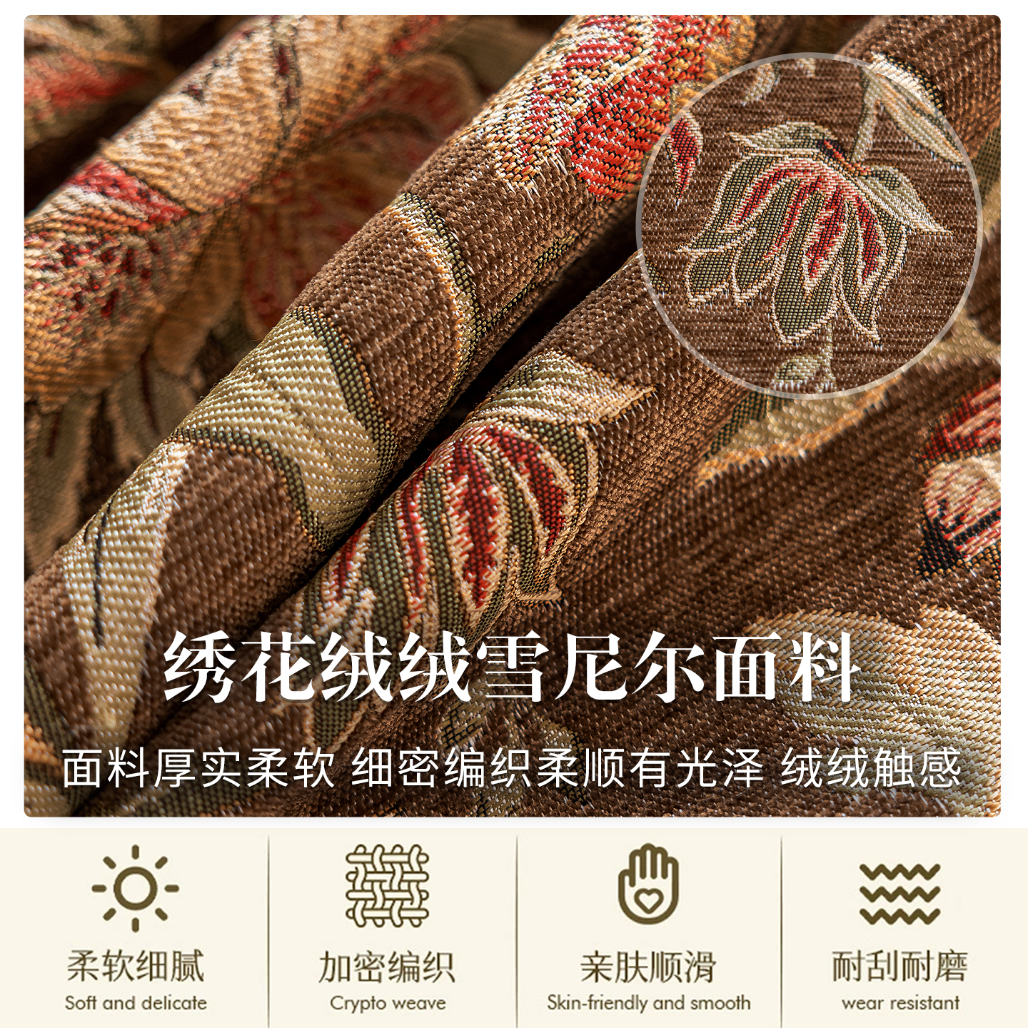 美妠斯欧式餐桌布高端家用客厅大圆桌桌布圆形绿色茶几饭桌布轻奢高级感 玛格丽特-棕(吊穗款) 280cm直径适合直径200-220cm圆桌