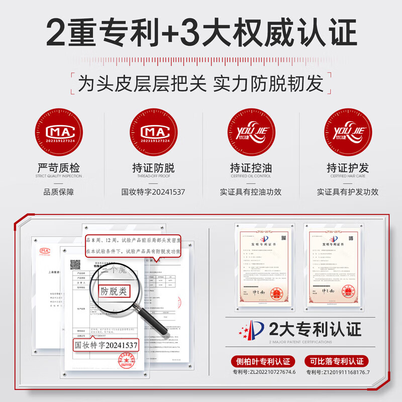 三个魔发匠防脱洗发水生姜固发可比落侧柏叶育控油去屑洗头膏男女士第1 可比落防脱 400ml*1瓶