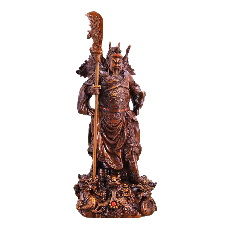 上善若水關(guān)公像供奉武財(cái)神擺件家用招財(cái)立刀五旗關(guān)二爺關(guān)帝店鋪開(kāi)業(yè)禮品 木紋色19寸【高約57CM】