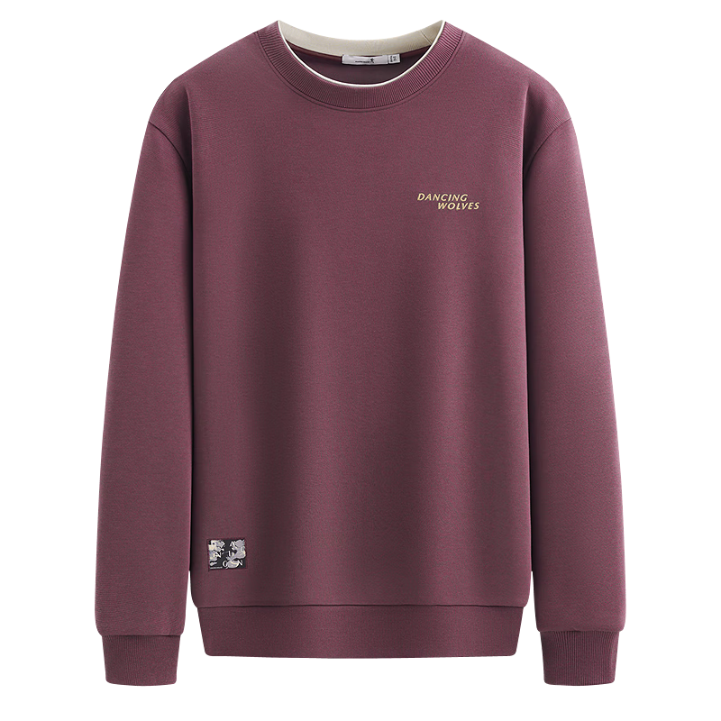 百亿补贴：与狼共舞【抗静电&蓄热】精致刺绣假两件舒适抑菌圆领卫衣男 401深红 2XL 159元