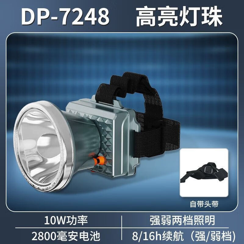 久量（DP）久量頭燈強(qiáng)光超長續(xù)航 頭戴式電筒工作礦燈戶外釣魚夜釣燈7248 久量頭燈-DP-7248