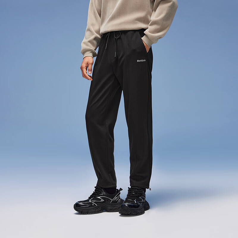 黑鲸海澜之家旗下直筒休闲卫裤男2025年秋季新品松紧裤腰休闲裤男 黑色05 2XL