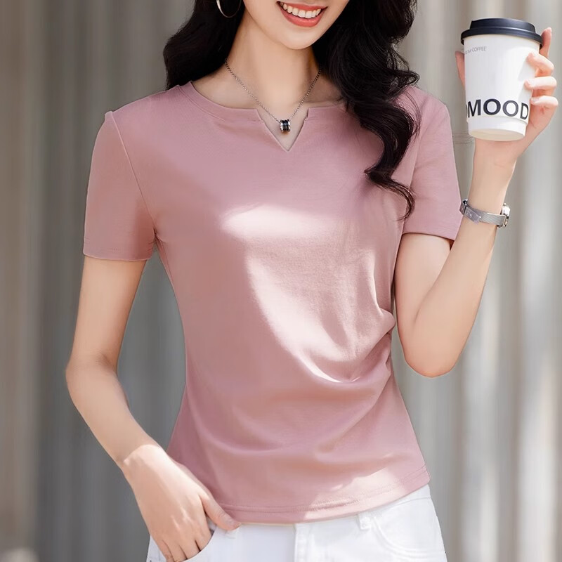 KCV 潮牌女装短袖T恤女2025夏季新款抽褶收腰显瘦上衣打底衫半袖体恤 灰色 3XL 【建议140-155斤】