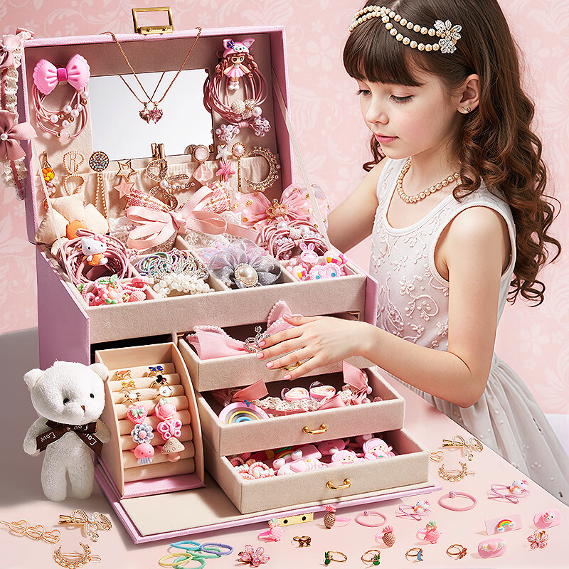 欣格儿童首饰玩具diy公主发饰发夹礼盒套装梳妆女孩生日礼物新年