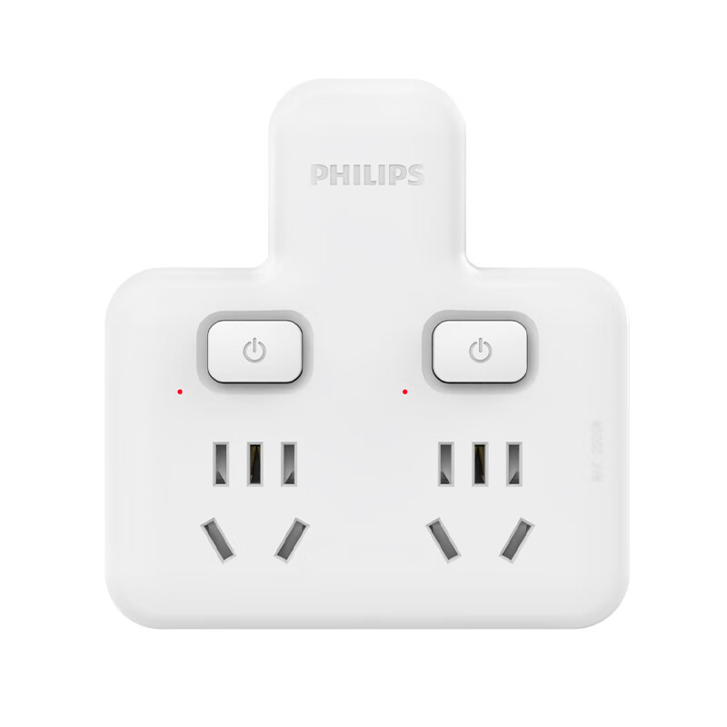 飞利浦飞利浦插座转换器一转多扩展插头分控多功能家用电源转换头一转二插座一转三排插插线板多用一拖二 分控一转2插位