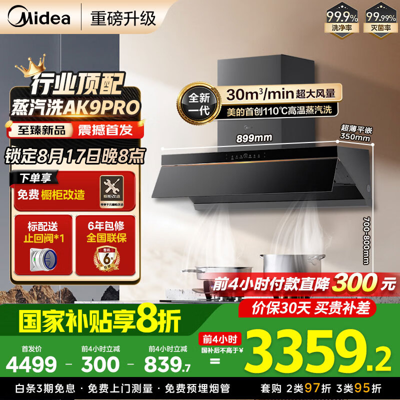 ���ģ�Midea��������ϴAK9pro�������̻����ó���30��������һ��ŷʽ˫ǻ��Ƶͭ�ߵ����������������������̻� ��ȫ������30����CXW-140-AK9 PRO��