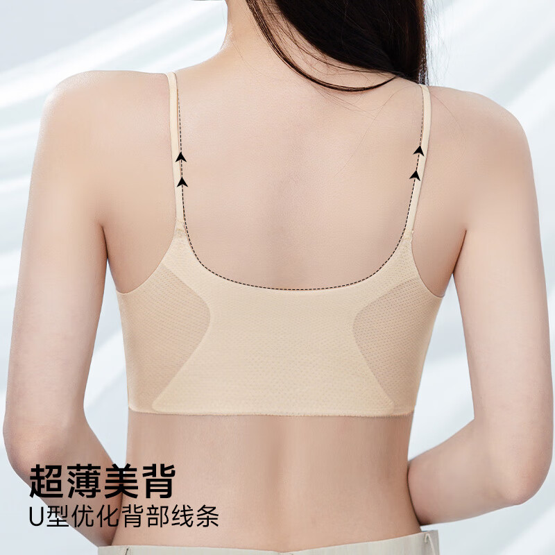 都市丽人粉底液内衣胸罩薄款文胸2025年新款隐形无痕内衣女美背无钢圈文胸 无痕轻薄细肩带内衣-浅蓝 L (推荐105-115斤)