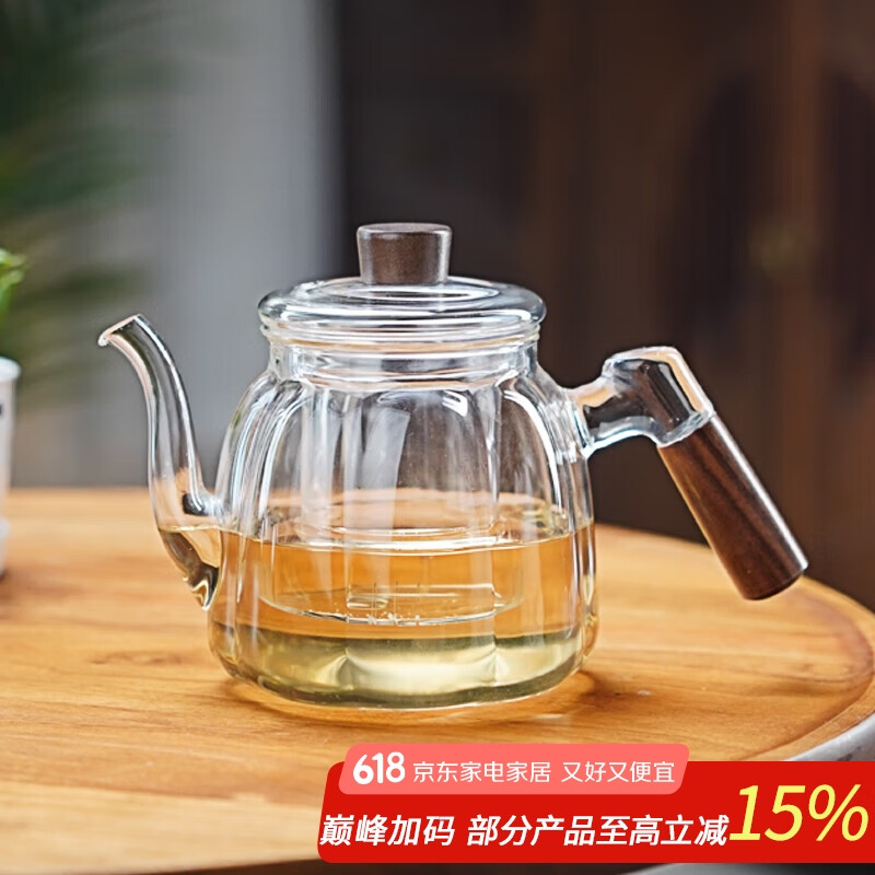 全度耐熱玻璃側(cè)把煮茶壺泡茶壺大容量燒水壺煮茶壺家用電陶爐茶壺茶具 觀茗茶壺【透明單壺】 700ml
