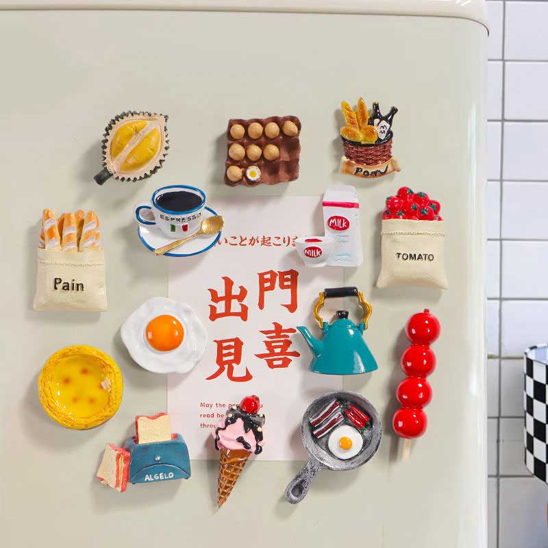 贝可麦拉创意石膏娃娃冰箱贴白胚DIY食物涂鸦绘画摆件儿童手工彩绘玩具 【10个随机】图案2D白胚+配件 【12色颜料2笔+磁铁+亮油+胶水】