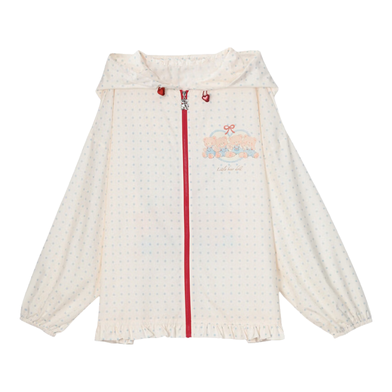 森女部落原創(chuàng)可愛小熊波點(diǎn)女防曬服寬松休閑外套夏季upf50+防曬衣 外套（單件） L