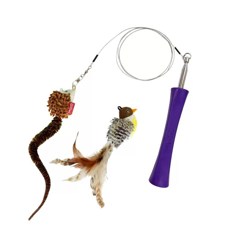 貴為(GiGwi)貴為貓咪玩具逗貓棒耐咬羽毛寵物自嗨解悶神器可伸縮替換頭 伸縮逗貓棒