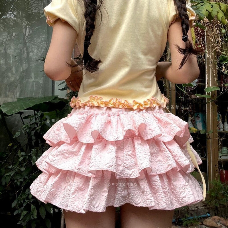 Radinka2025夏新款春田花園芭蕾風(fēng)裙褲防走光小個(gè)子少女感軟妹蛋糕裙MLN 8539#南瓜裙褲 粉色 S 【75-90斤】