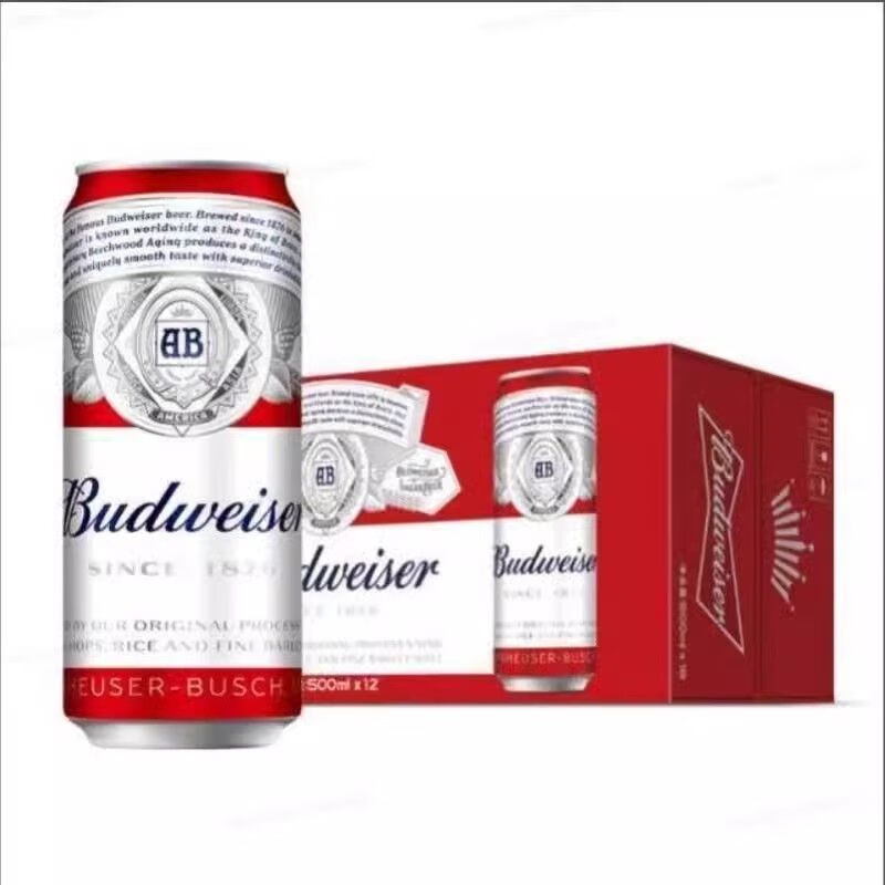 百威进口百威啤酒500ml*24听易拉罐装美式拉格啤酒Budweiser 百威*原装进口 500mL 24罐