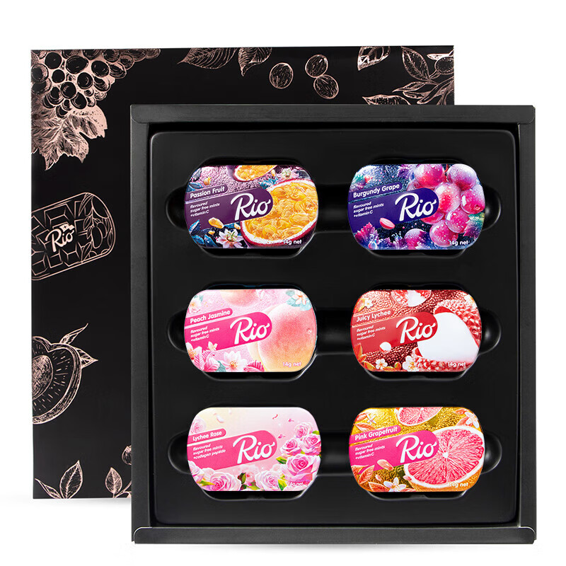 Rio無(wú)糖薄荷糖 水果味糖喜糖生日禮物男生女生表白創(chuàng)意糖果禮盒 6口味(禮盒裝)
